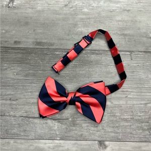 TieMart Red & Navy Repp Stripe Pre-Tied Bowtie Bow Tie